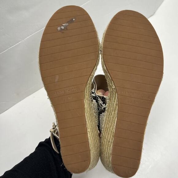 Kenneth Cole Wedge Snakeskin Espadrille Sandals Women's 9.5M Open Toe Slingback - Picture 14 of 15